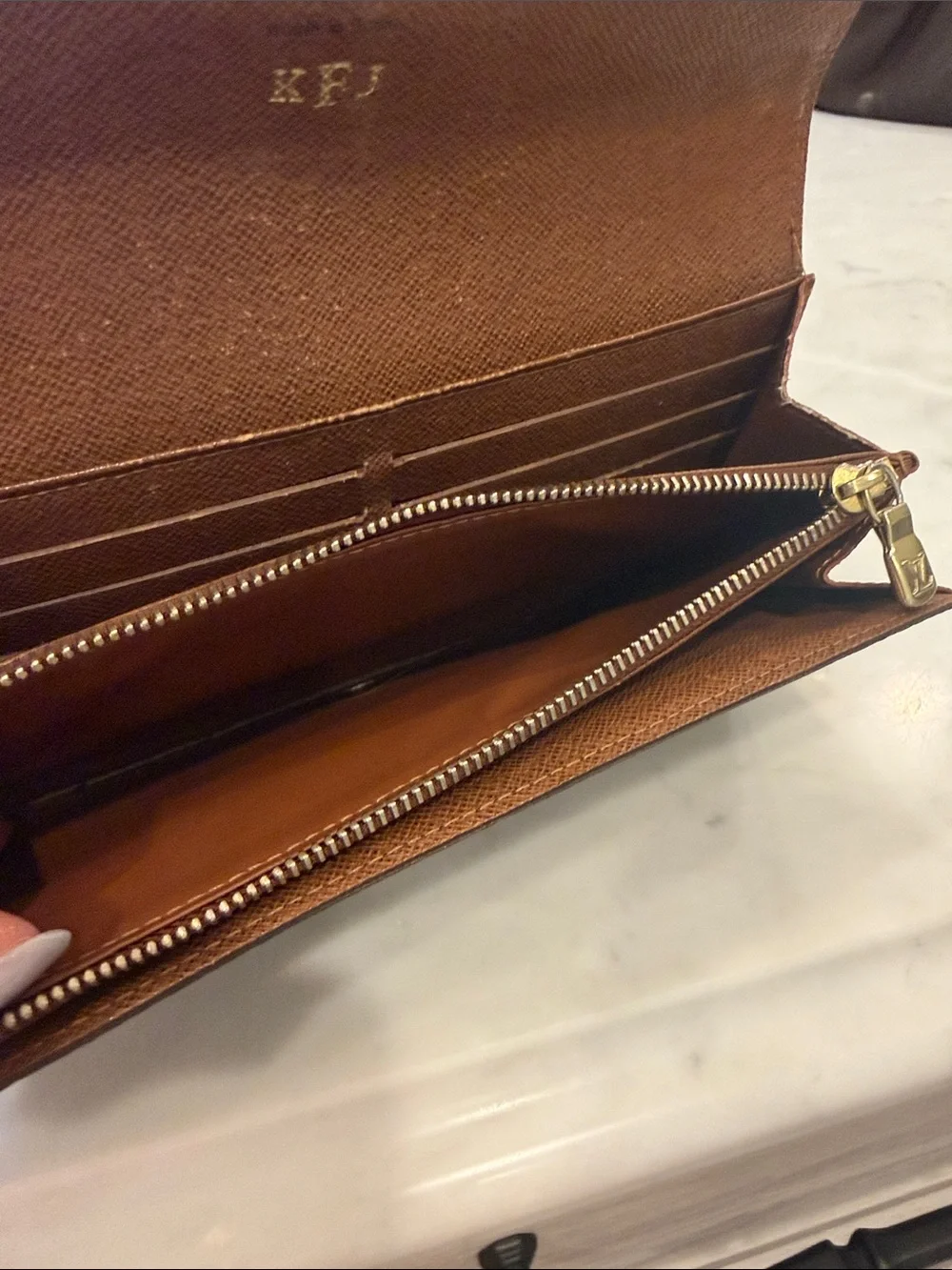 Louis Vuitton Monogram Canvas Continental Wallet in Brown with Gold Hardware